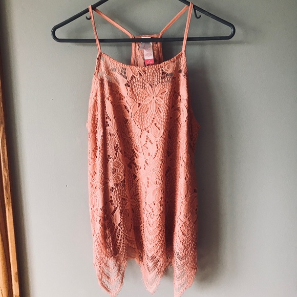 No Boundaries Tops - No Boundaries pink lacy tank